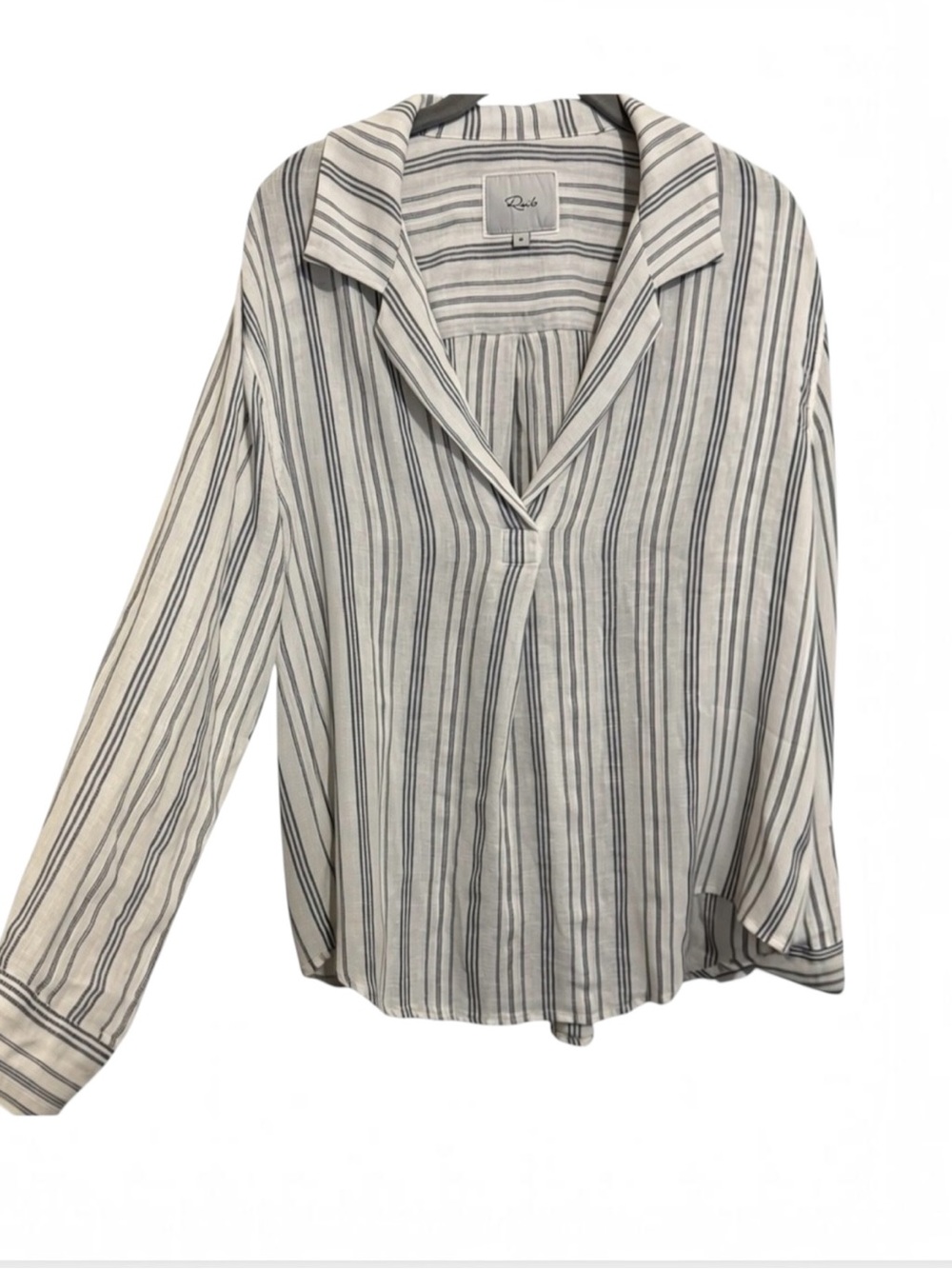 Rails Jocelyn Top Women Medium White Blue Stripe Linen Blend Coastal Preppy